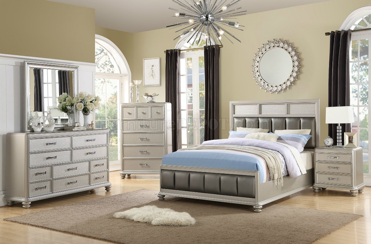F9356 Bedroom Set 5Pc in Silver Color by Boss w/Options