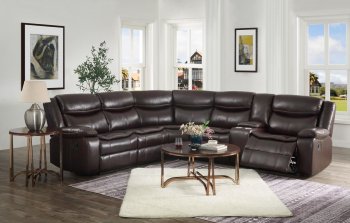 Tavin Motion Sectional Sofa 52545 in Espresso Leather-Aire Match [AMSS-52545 Tavin]