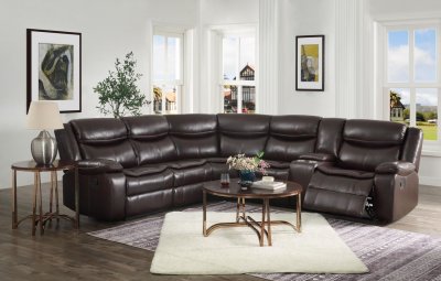 Tavin Motion Sectional Sofa 52545 in Espresso Leather-Aire Match