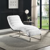 Qortini Lounge Chaise AC01988 in White Teddy Sherpa by Acme