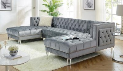 MS2069 Sectional Sofa in Gray Velvet by VImports