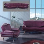 Multitonal Purple Leather Living Room Sofa w/Options