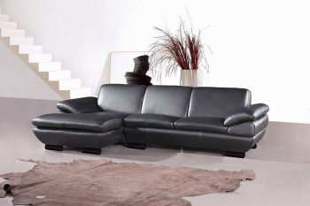 Prestige Sectional Sofa by Beverly Hills in Black Full Leather [BHSS-Prestige Black]
