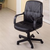 Black Leather Contemporary Office Chair w/Gas Lift