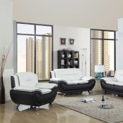 1071 Sofa in White & Black Faux Leather w/Options