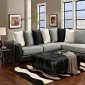 Black Vinyl & Grey Fabric Modern Sectional Sofa w/Options