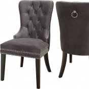 Nikki Dining Chair 740 Set of 2 Grey Velvet Fabric by Meridian