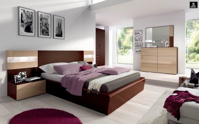 Dark Wenge & Cream Two-Tone Modern Bedroom w/Optional Casegoods