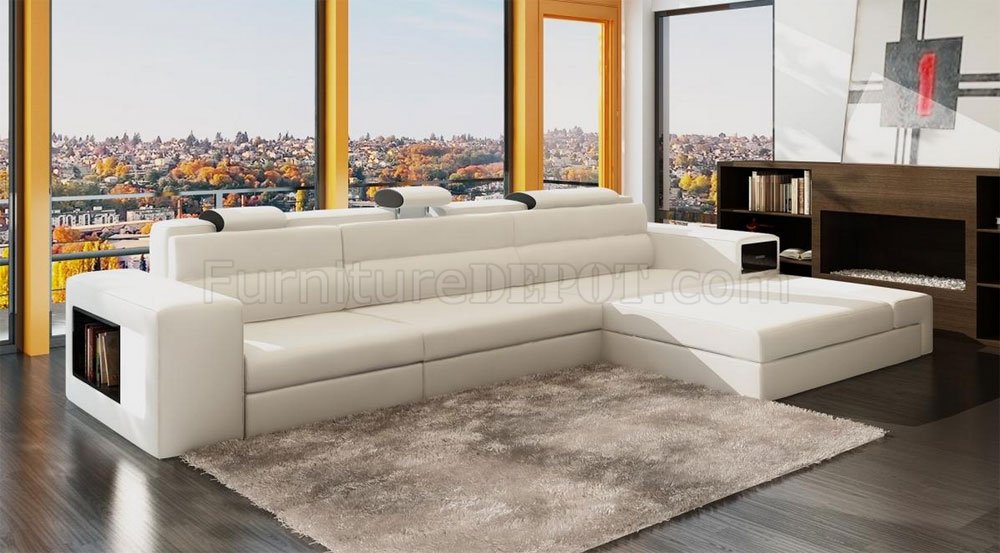 Polaris Mini Sectional Sofa In White, White Leather Sectional Sofa Canada