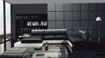 Black & White Leather Ultra Modern U-Shape Sectional Sofa [VGSS-T66 Black White]