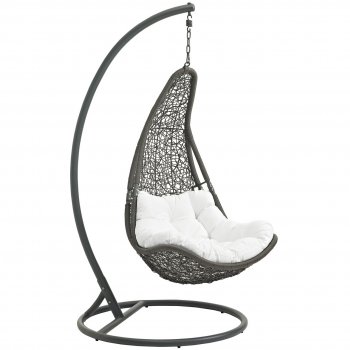 Abate Outdoor Patio Swing Chair in Gray & White by Modway [MWOUT-Abate Gray White]