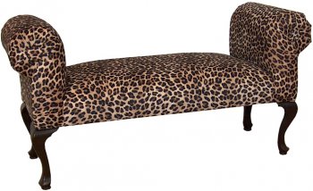 Leopard Fabric Two-Tone Elegant Traditional Bench [PMBC-4040-Leopard]