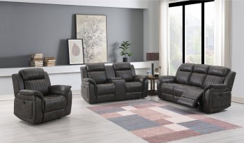 U8517 Motion Sofa & Loveseat Set in Charcoal Fabric by Global [GFS-U8517 Grey]
