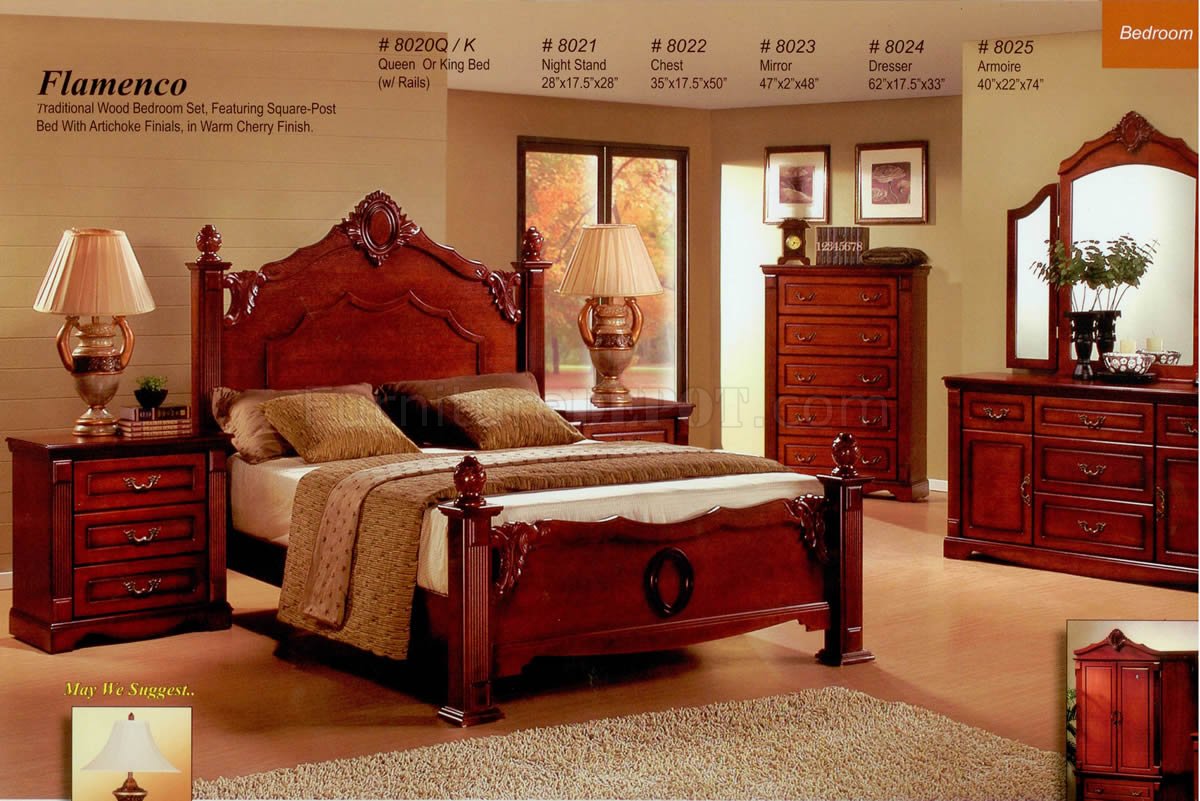 Warm Cherry Finish Classic Bedroom w/Optional Casegoods - Click Image to Close