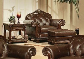 Anondale Chair 15032 in Dark Brown Leather by Acme w/Options [AMAC-KD15032 Anondale]
