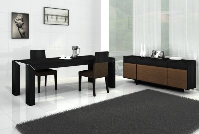 Black Oak Finish Modern Dining Table w/Options