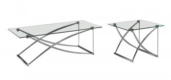Clear Glass Top & Metal Base Modern Coffee Table w/Options [GFCT-810]