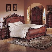 Deep Cherry Finish Classic Traditional Bedroom w/Sleigh Bed