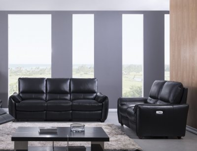 S557 Power Motion Sofa Black Leather by Beverly Hills w/Options