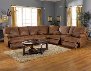 Rich Tanner Faux Leather Fabric Ranger Modern Sectional Sofa [CNSS-379 Ranger Tanner]