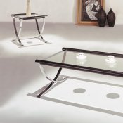 Set of Glass Top Contemporary Coffee & End Tables W/Chrome Legs