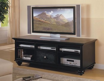 Black Finish Casual Style TV Stand W/Storages [CRTV-422-700607]