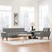 Delve Sofa in Gray Vinyl by Modway w/Options