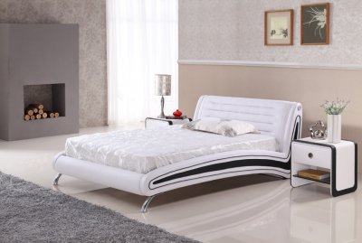 Kiro Bed White & Black Leatherette by American Eagle