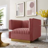 Sanguine Accent Chair in Dusty Rose Velvet by Modway
