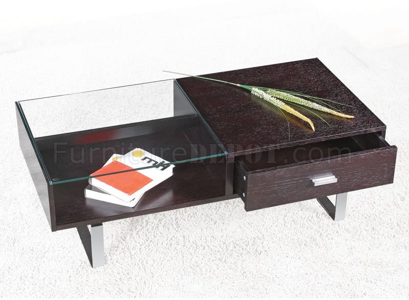 Wenge Color Finish Contemporary Coffee Table - Click Image to Close