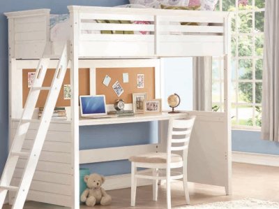 Lacey 37670 Loft Bed w/Desk in White by Acme