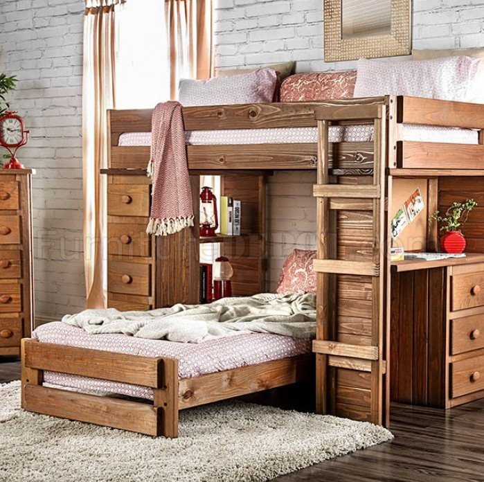 Beckford Twin/Twin Student Loft Bed AM-BK600 in Mahogany - Click Image to Close