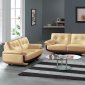 Two-Toned Honey & Brown Contemporary Leather Living Room