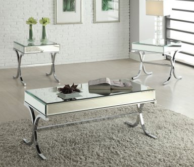 Yuri Coffee Table 3Pc Set 81195 in Chrome by Acme