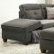 F6521 Sectional Sofa in Ash Black Fabric by Boss w/Ottoman
