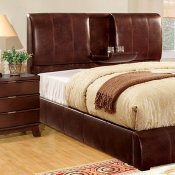 CM7027BR Webster Platform Bed Brown Padded Leather-Like Fabric
