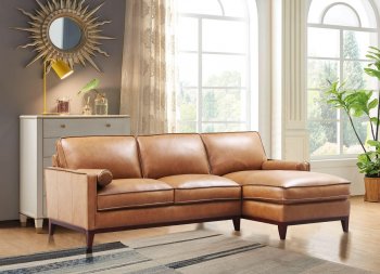 Harper Sectional Sofa in Saddle Leather by Beverly Hills [BHSS-Harper Saddle]