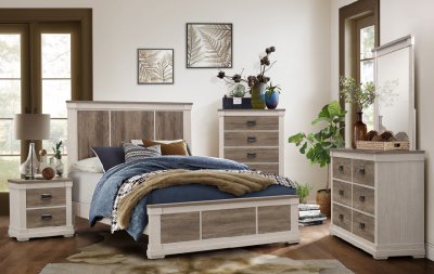 Arcadia 5Pc Bedroom Set 1677 in White & Gray by Homelegance