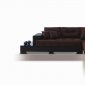 Dark Brown Fabric & Vinyl Elegant Modern Sectional Sofa