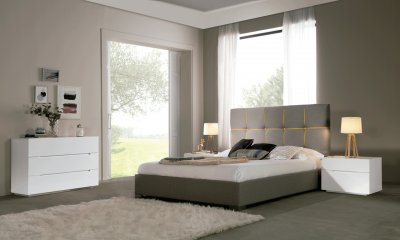 Veronica Bedroom - ESF w/Grey Upholstered Storage Bed & Options