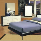 Two-Tone Cappuccino & White Contemporary Bedroom w/Platform Bed