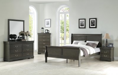 Louis Philippe Bedroom 26790 5Pc Set in Dark Gray by Acme