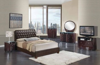 8119-Emily Wenge Bedroom 5Pc Set by Global w/ Options [GFBS-8119 Brown Emily Wenge]