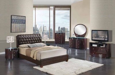 8119-Emily Wenge Bedroom 5Pc Set by Global w/ Options