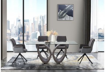 D80012 Dining Room Set 5Pc by Global w/D81216DC Swivel Chairs [GFDS-D80012DT-D81216DC]