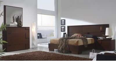 Dark Wenge Finish Modern Bedroom w/Optional Storage