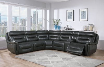 U8522 Power Motion Sectional Sofa in Blanche Charcoal by Global