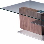 SE010 Coffee Table in Walnut w/Clear Glass Top by J&M