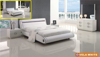 White Vela Bedroom w/Upholstered Bed & Optional Casegoods [AEBS-Vela White]