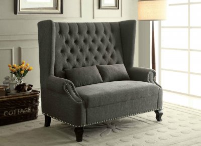 Alcacer Accent Loveseat Bench CM-BN6223 in Gray Fabric